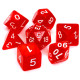 kości RPG Perłowe - Czerwone (białe cyfry) - komplet 7 sztuk, zestaw kości