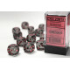 Chessex Translucent 16mm d6 with pips Dice Blocks (12 Dice) - Smoke w/red