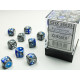Chessex Gemini 12mm d6 Dice Blocks with pips Dice Blocks (36 Dice) - Blue-Steel w/white