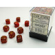 Chessex Signature 12mm d6 with pips Dice Blocks (36 Dice) - Glitter Polyhedral Ruby/gold