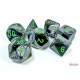 Chessex Gemini Polyhedral 7-Die Set - Black-Grey w/green